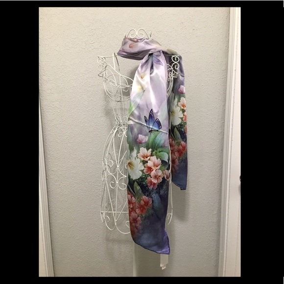 ❌🛑SOLD🛑❌ Vintage 100% Silk Boshine Scarf 💜 - Picture 15 of 16